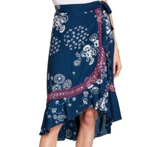 Raga Wrap Skirt Sz S Hippie Boho Peasant Floral High Low Embroidered Mirror NEW
